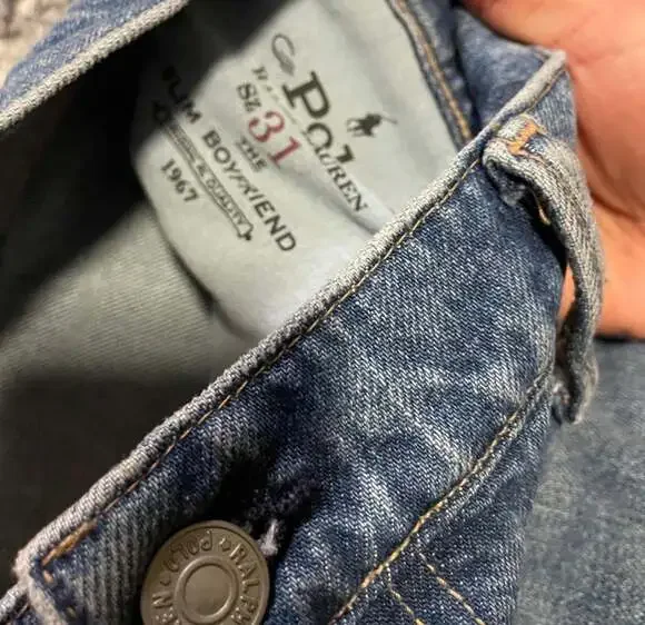 Polo Ralph Lauren The Slim Boyfriend Patchwork Distressed Denim Jeans Sz 31 - Picture 4 of 4